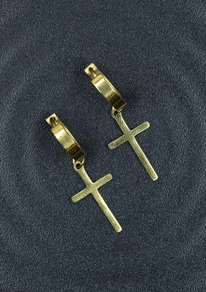 Golden Alloy Earrings - Indya