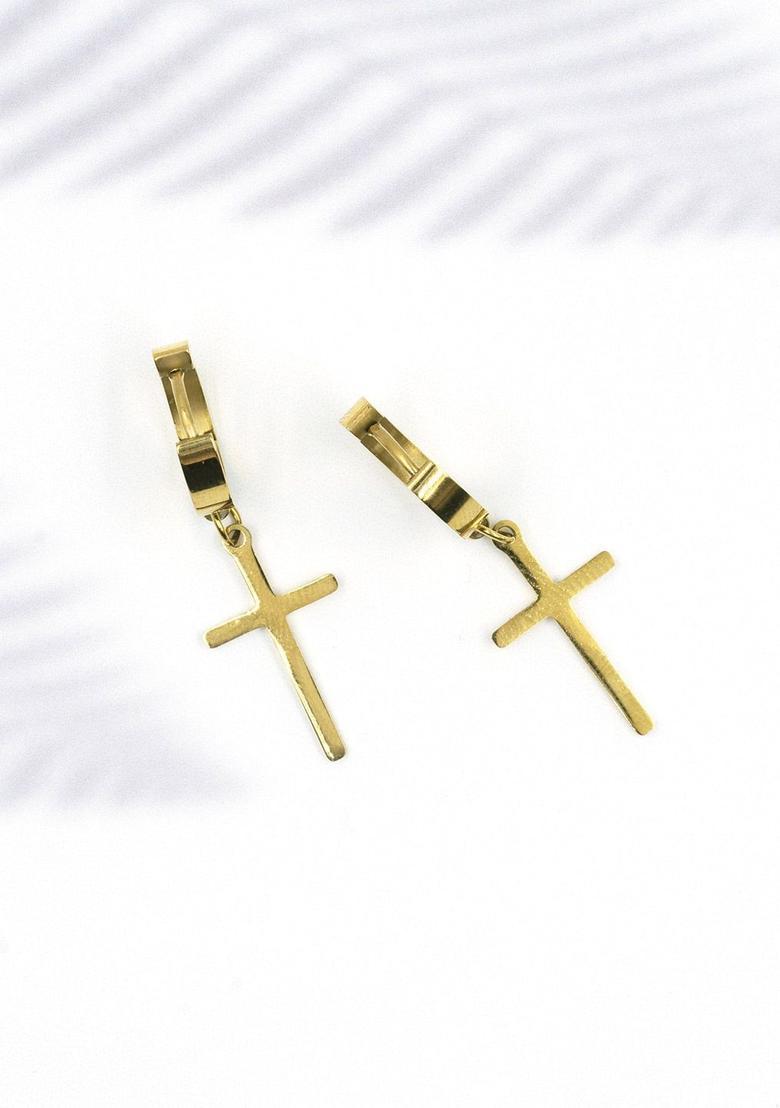 Golden Alloy Earrings - Indya