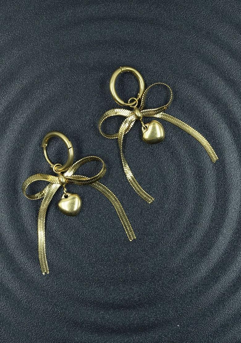 Golden Alloy Earrings - Indya