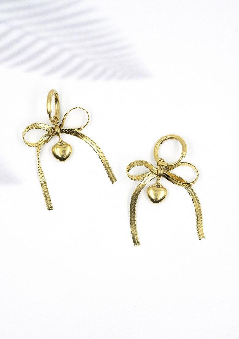 Golden Alloy Earrings - Indya