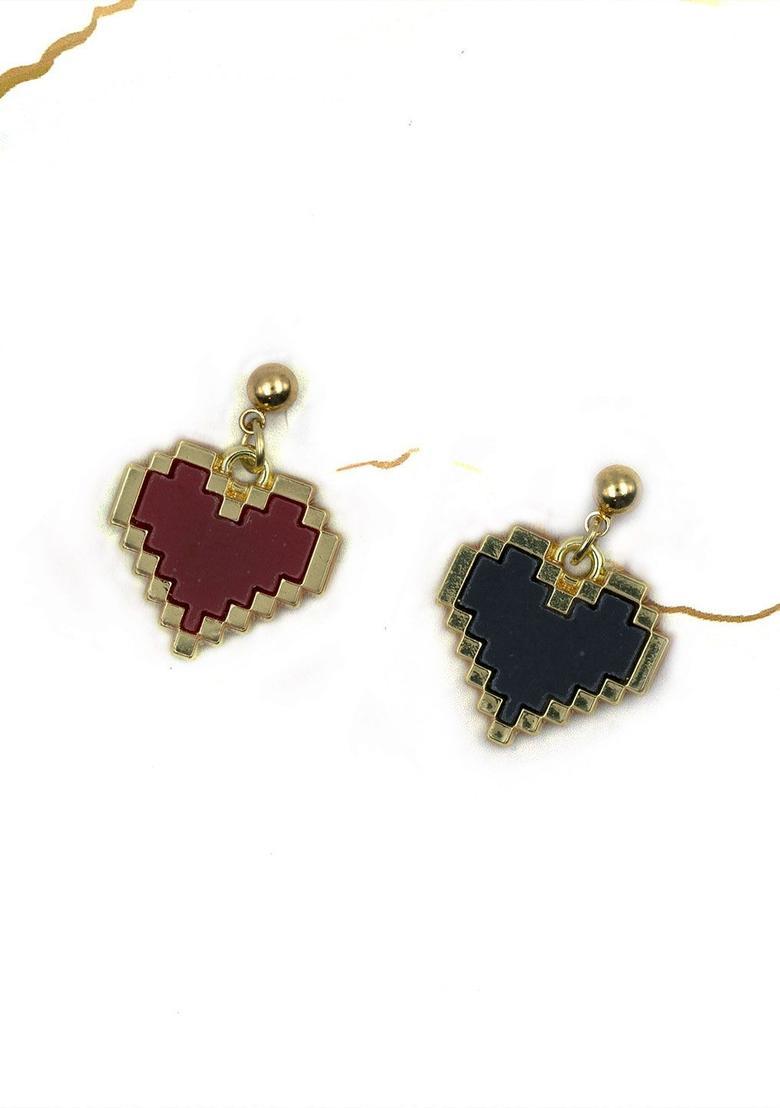 Golden Alloy Earrings - Indya