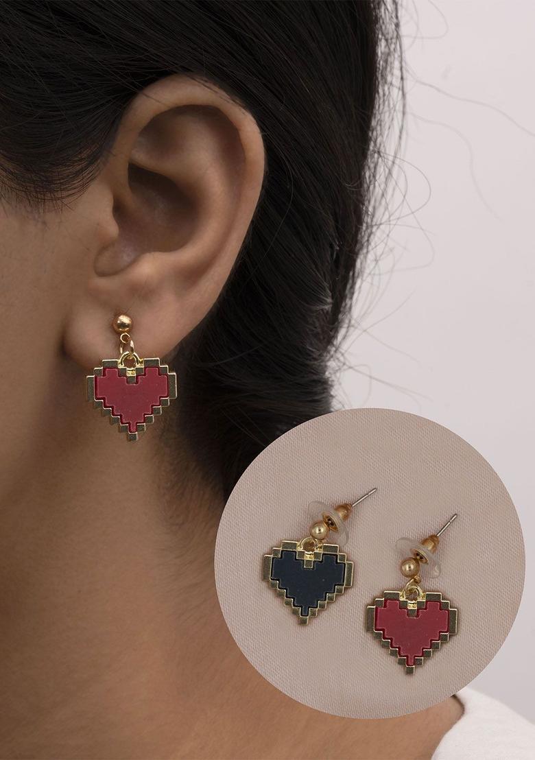 Golden Alloy Earrings - Indya