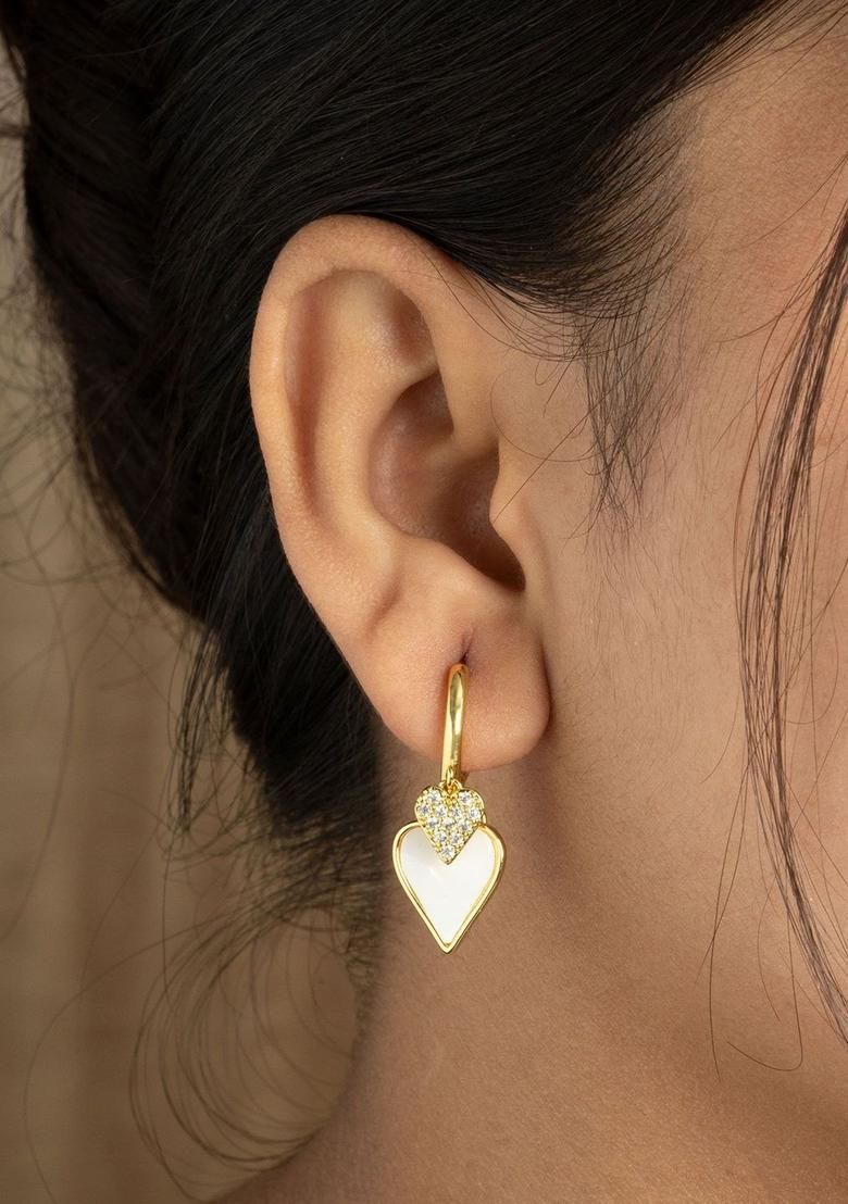 Golden Alloy Earrings - Indya