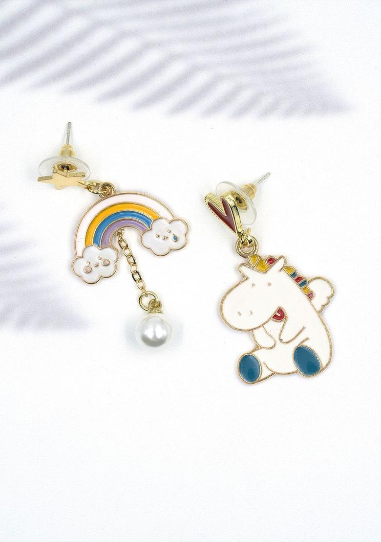 Golden Alloy Earrings - Indya