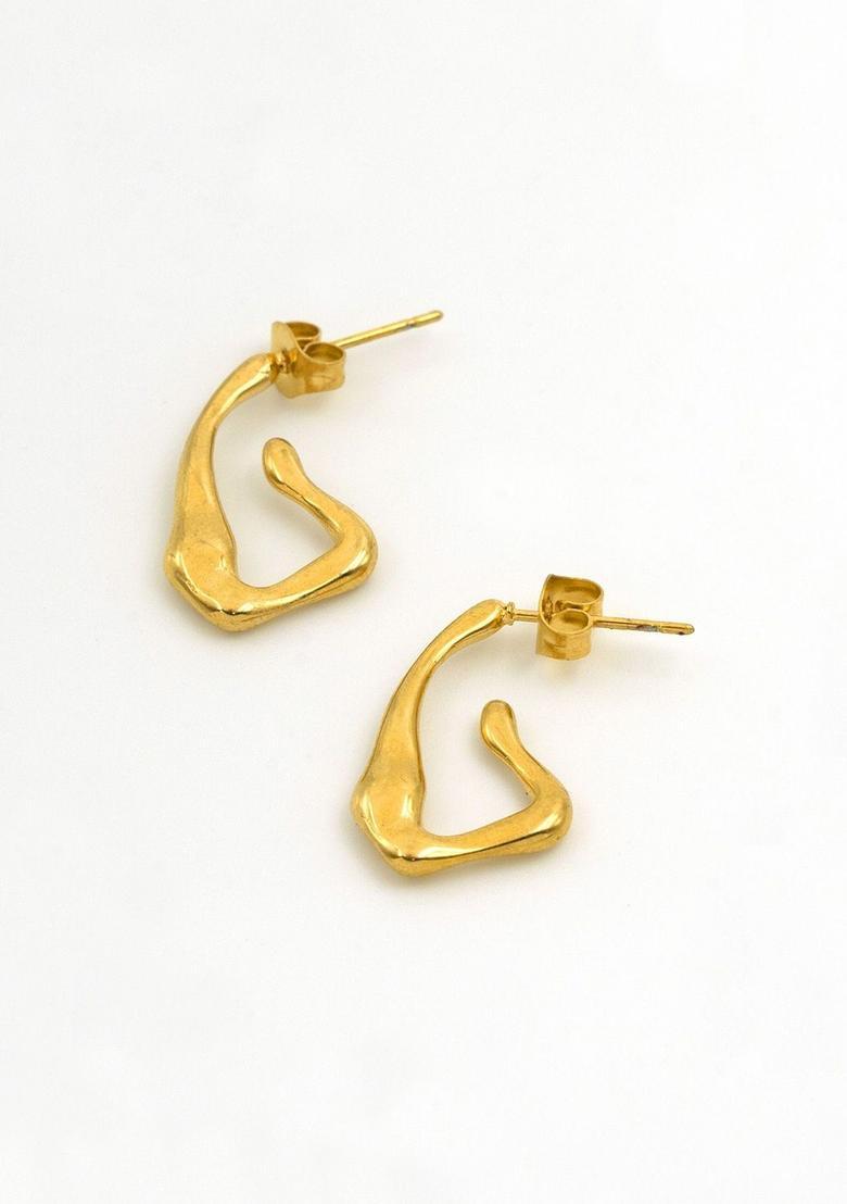 Golden Alloy Earrings - Indya