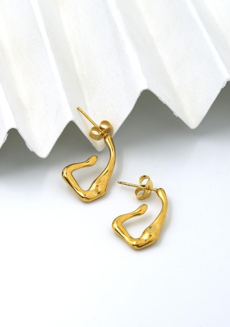 Golden Alloy Earrings - Indya