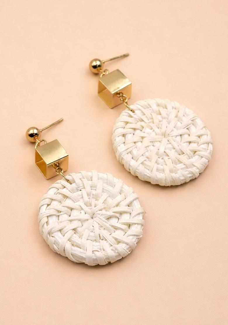 Golden Alloy Earrings - Indya
