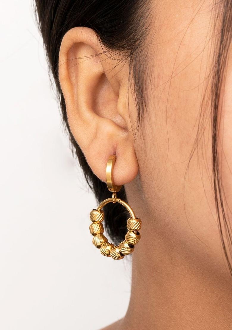 Golden Alloy Earrings - Indya