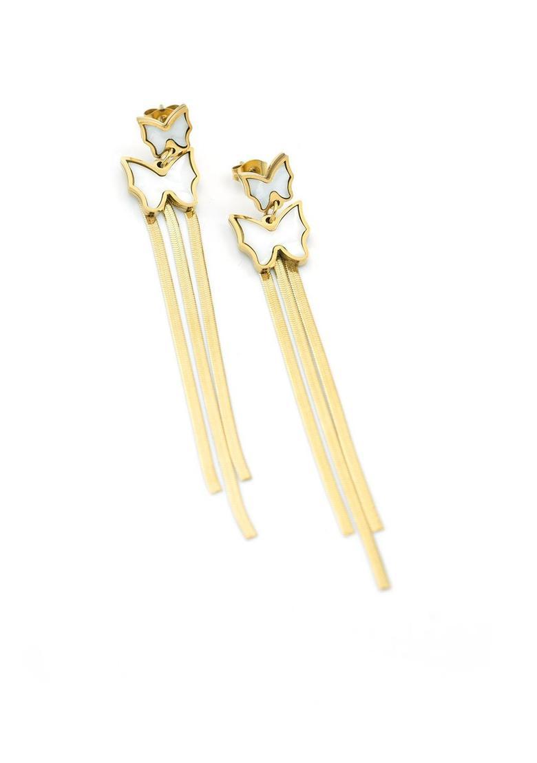 Golden Alloy Earrings - Indya