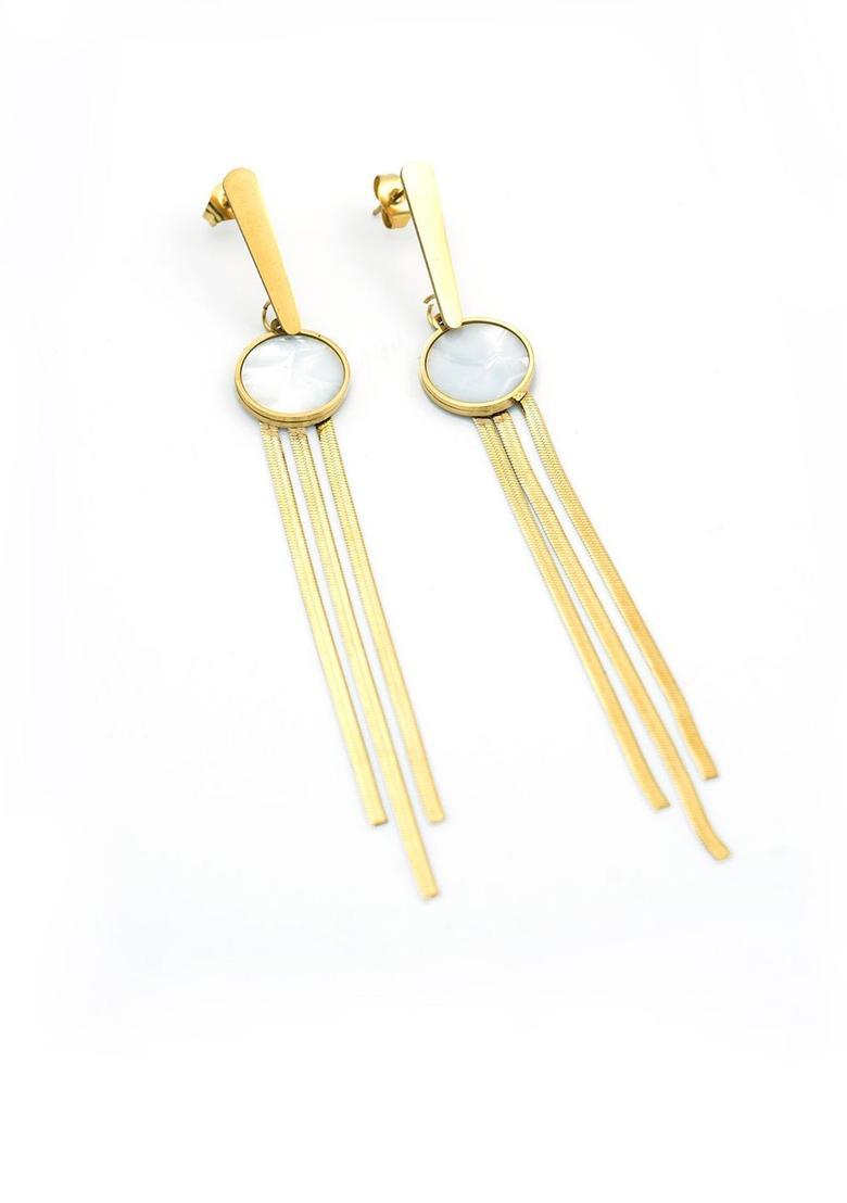 Golden Alloy Earrings - Indya
