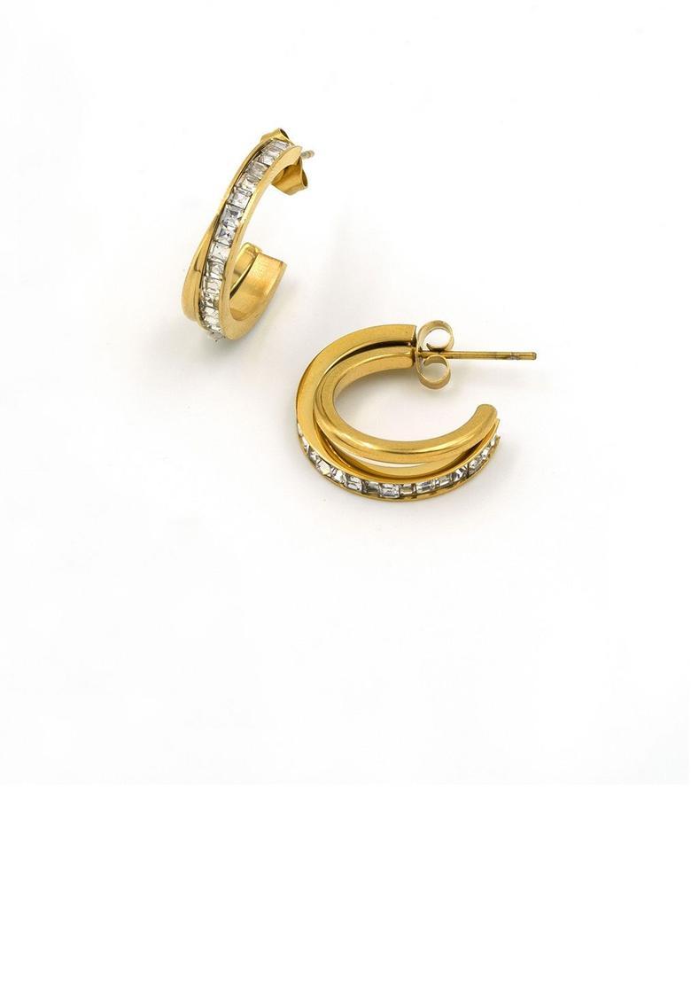Golden Alloy Earrings - Indya