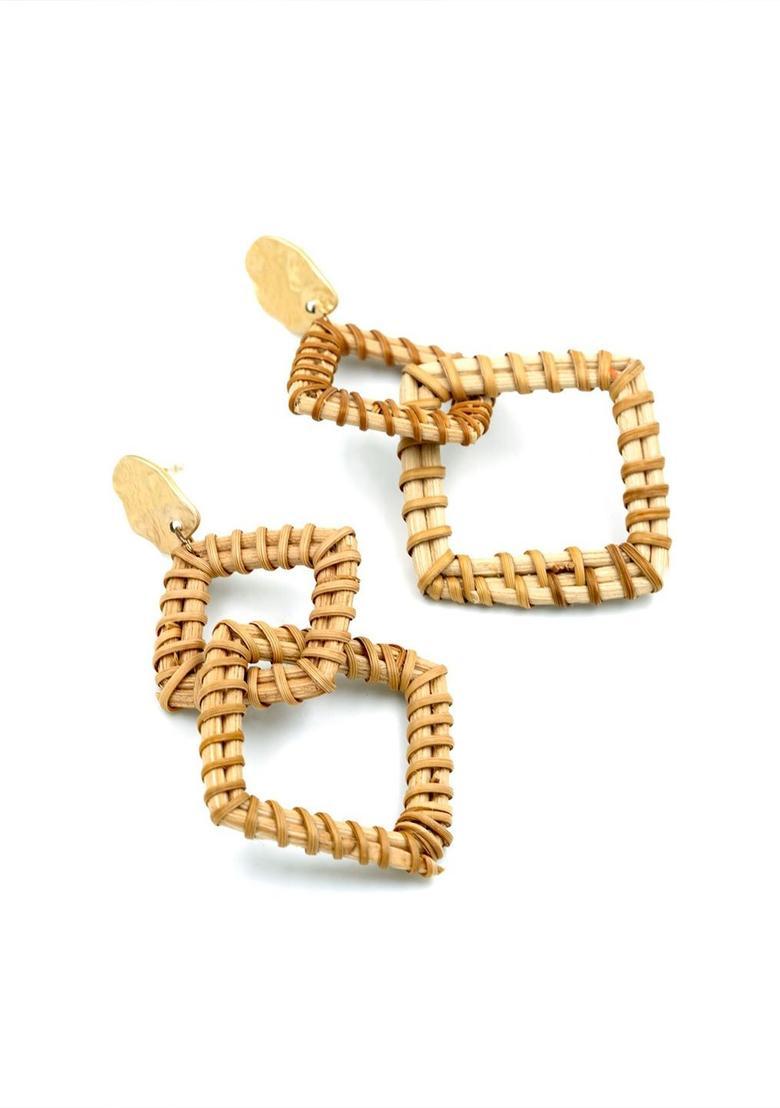 Golden Alloy Earrings - Indya