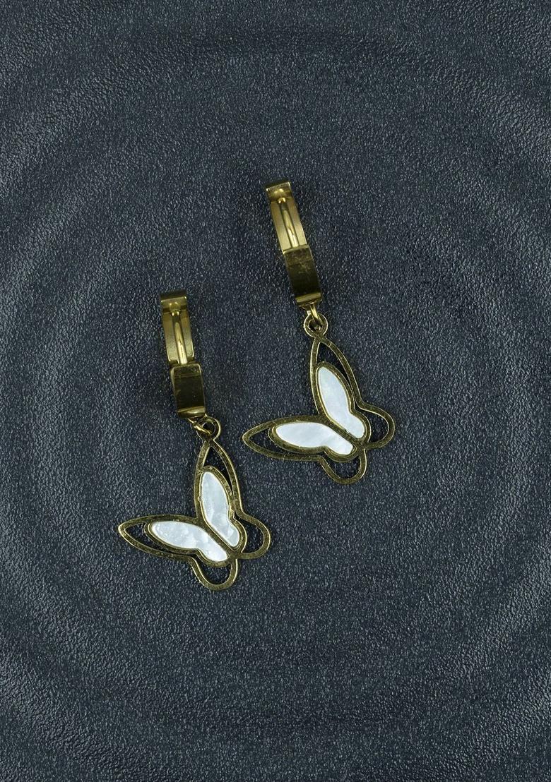 Golden Alloy Earrings - Indya