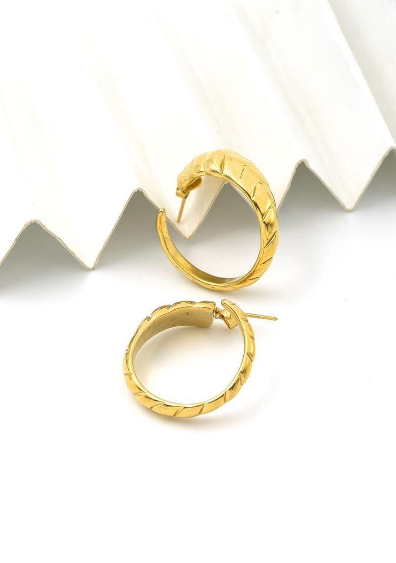 Golden Alloy Earrings - Indya