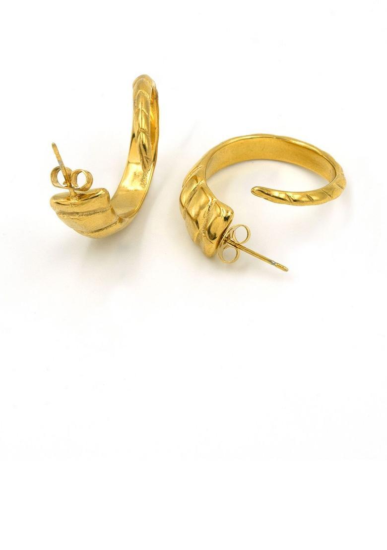 Golden Alloy Earrings - Indya