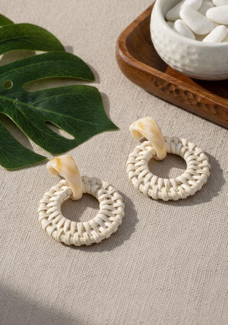 Golden Alloy Earrings - Indya