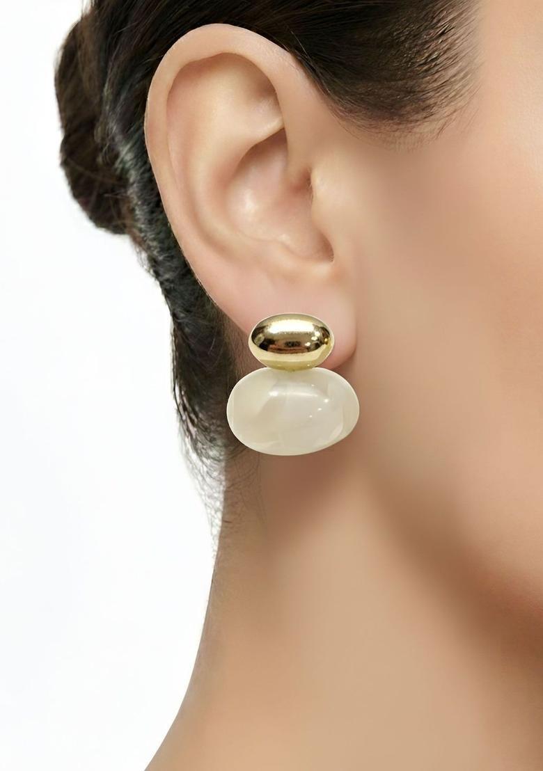Golden Alloy Earrings - Indya