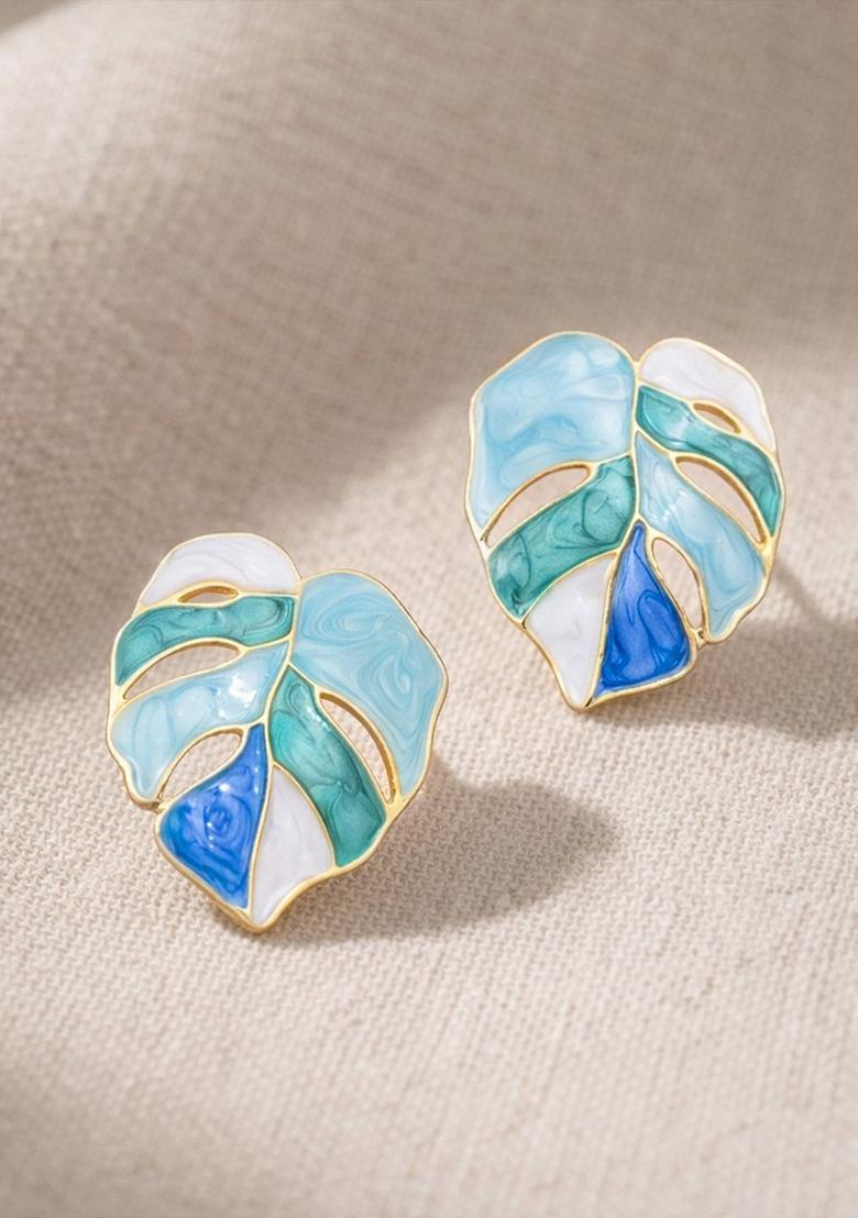 Golden Alloy Earrings - Indya