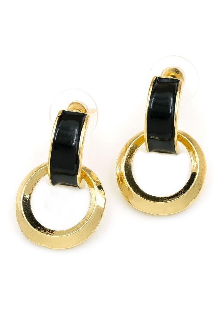 Golden Alloy Earrings - Indya