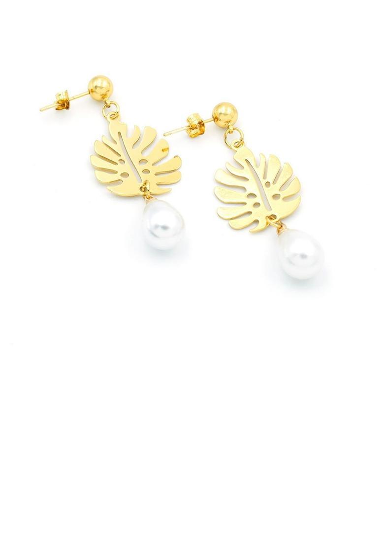 Golden Alloy Earrings - Indya