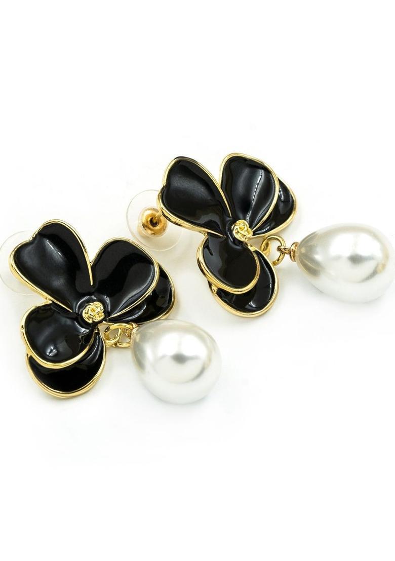Golden Alloy Earrings - Indya