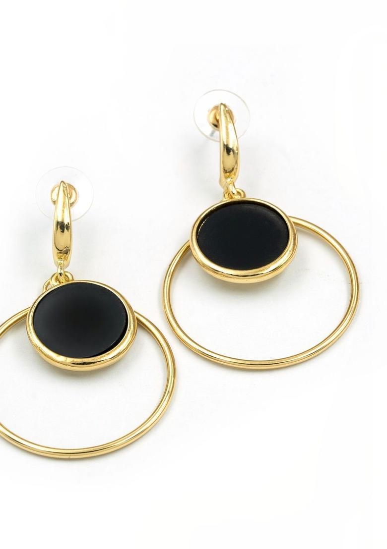 Golden Alloy Earrings - Indya