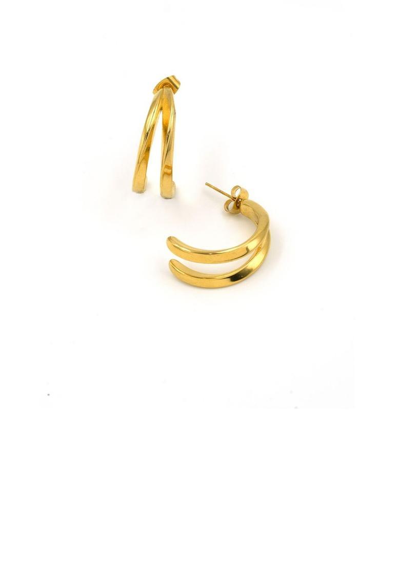 Golden Alloy Earrings - Indya