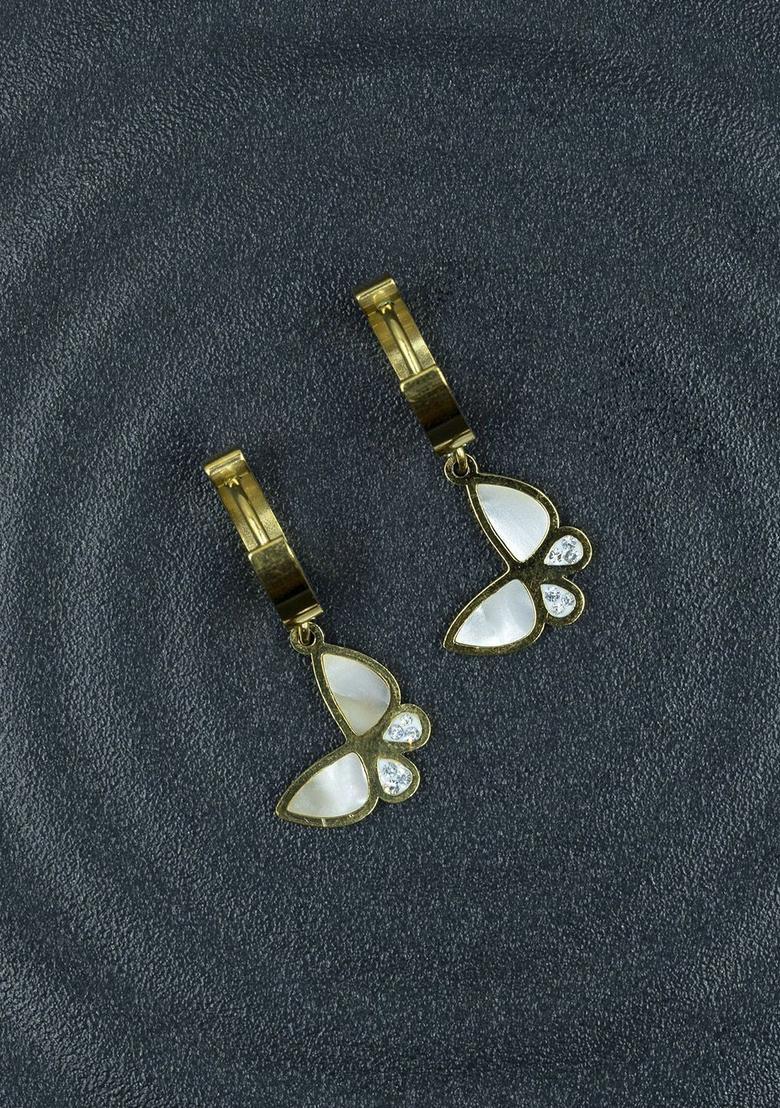 Golden Alloy Earrings - Indya