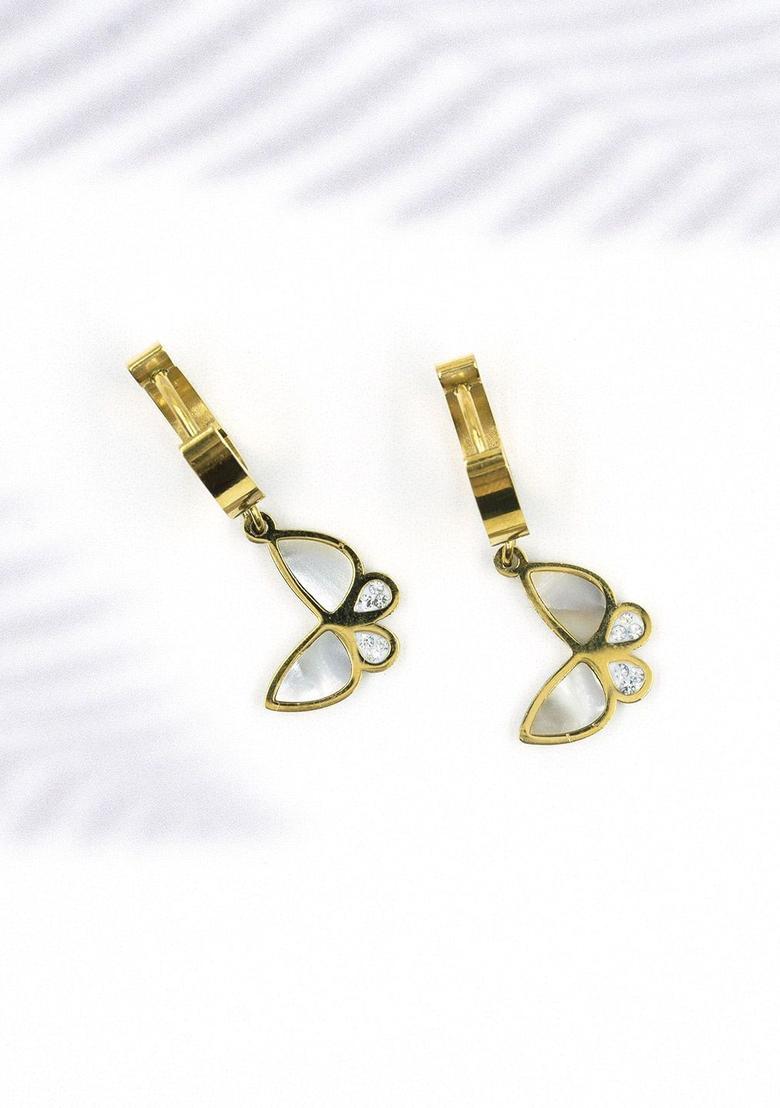 Golden Alloy Earrings - Indya