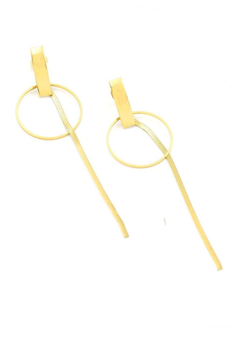 Golden Alloy Earrings - Indya