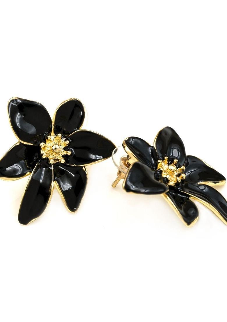 Golden Alloy Earrings - Indya