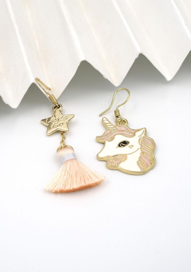 Golden Alloy Earrings - Indya