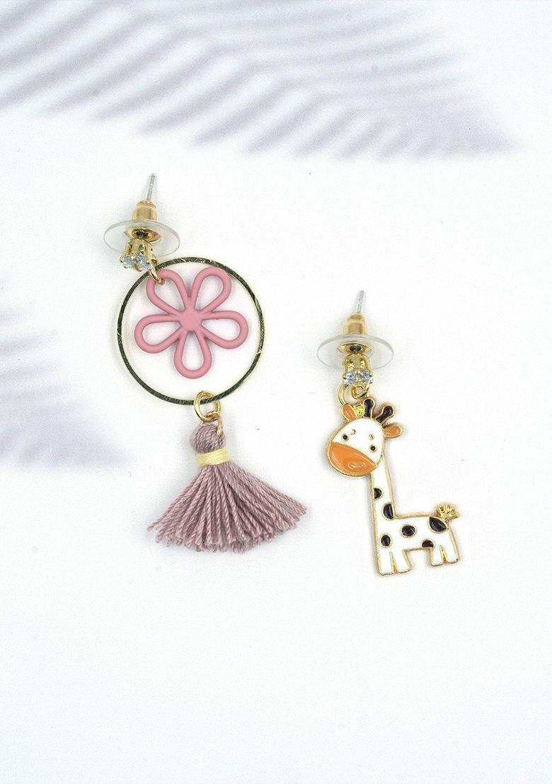 Golden Alloy Earrings - Indya