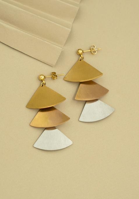 Golden And Silver Alloy Earrings