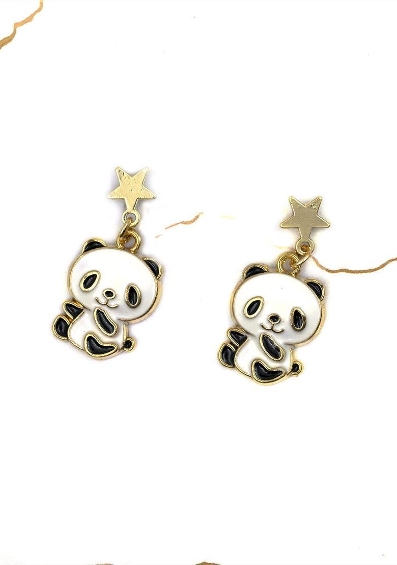 Golden Alloy Earrings - Indya