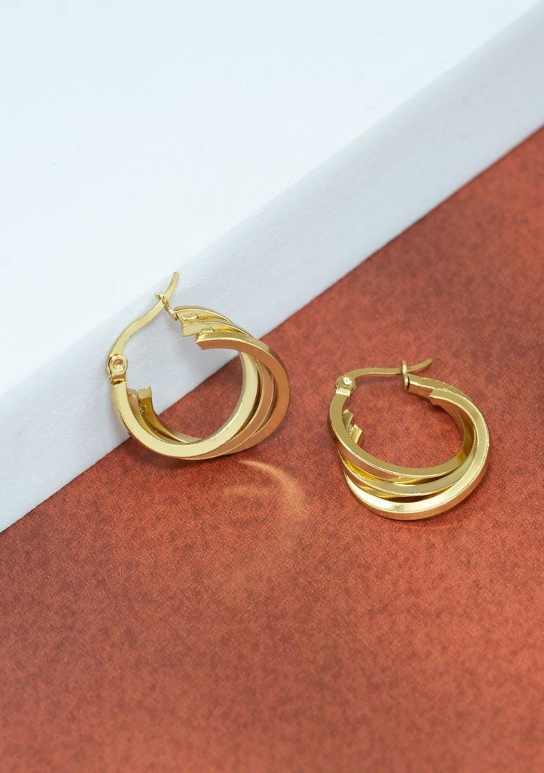 Golden Alloy Earrings - Indya