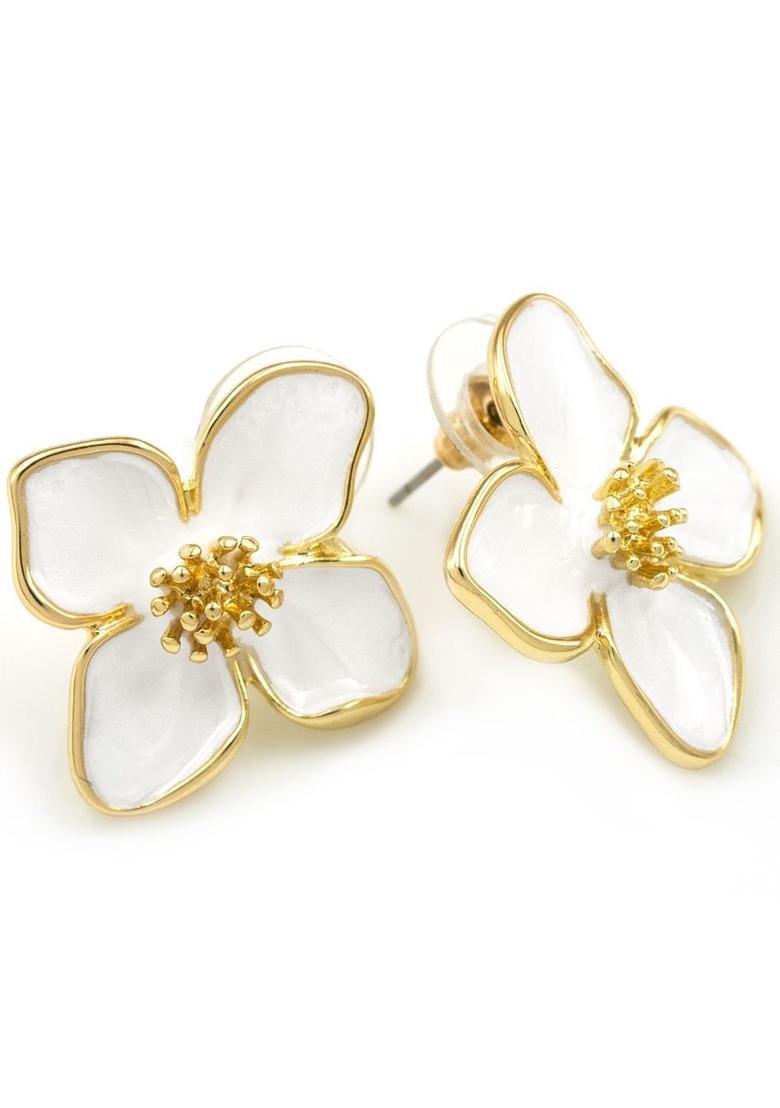 Golden Alloy Earrings - Indya