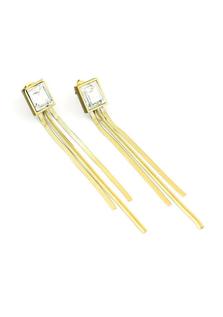 Golden Alloy Earrings - Indya