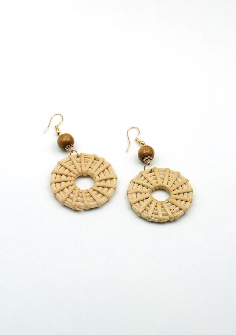 Golden Alloy Earrings - Indya