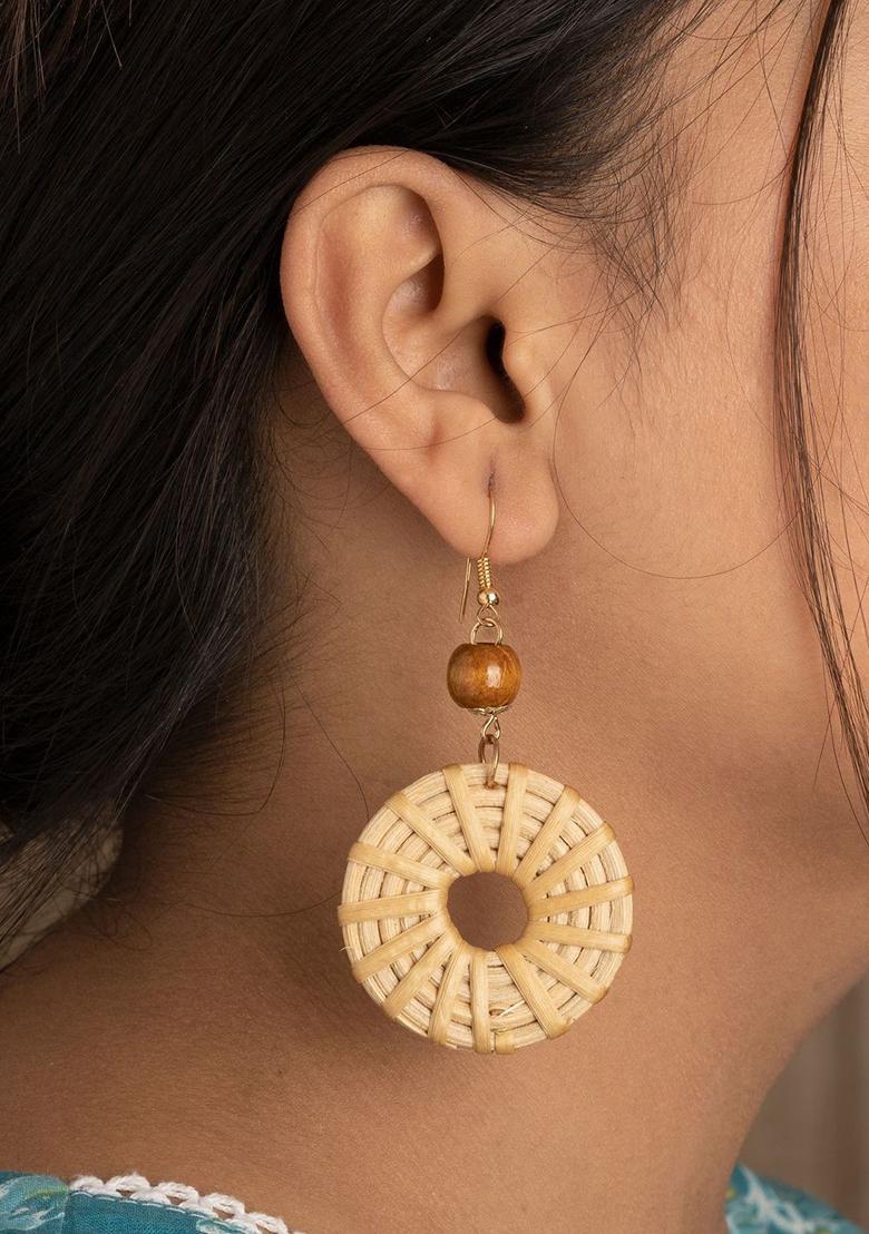 Golden Alloy Earrings - Indya