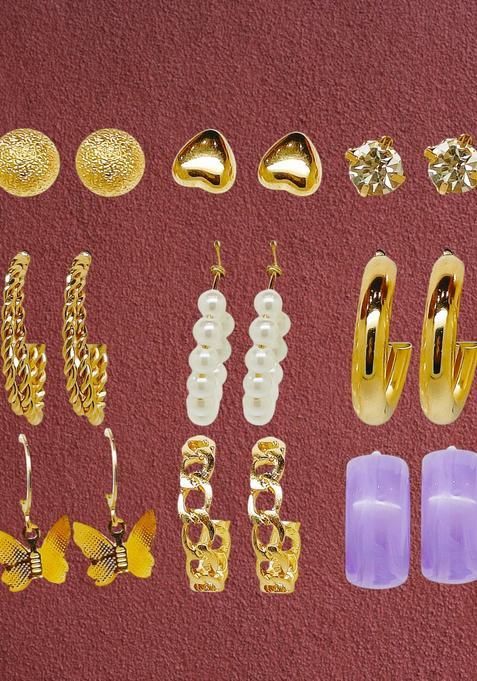 Golden Alloy Earrings