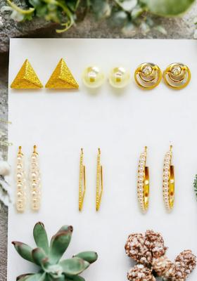 Golden Alloy Earrings