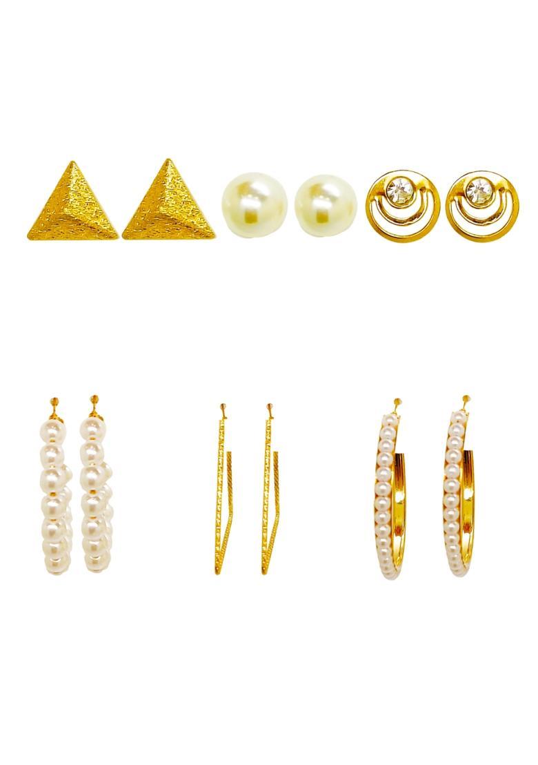 Golden Alloy Earrings - Indya