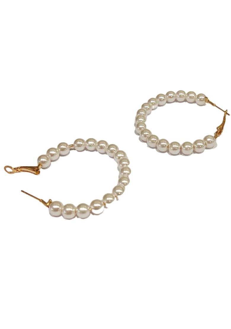 Golden Alloy Earrings - Indya