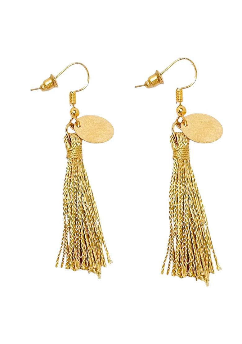 Golden Alloy Earrings - Indya