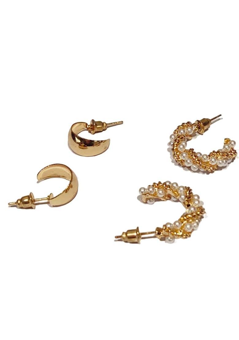 Golden Alloy Earrings - Indya