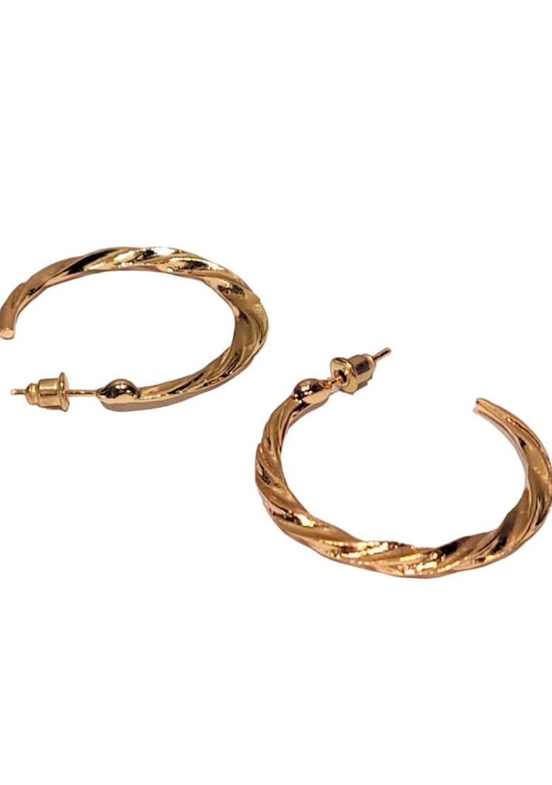 Golden Alloy Earrings - Indya
