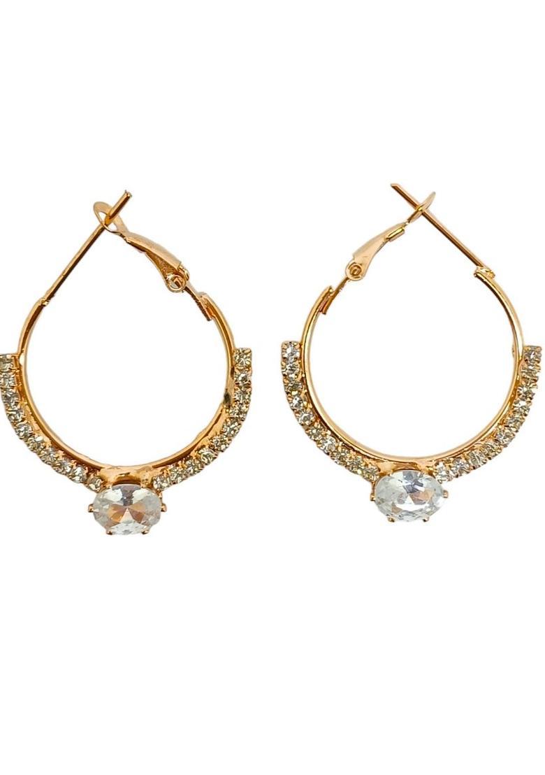 Golden Alloy Earrings - Indya