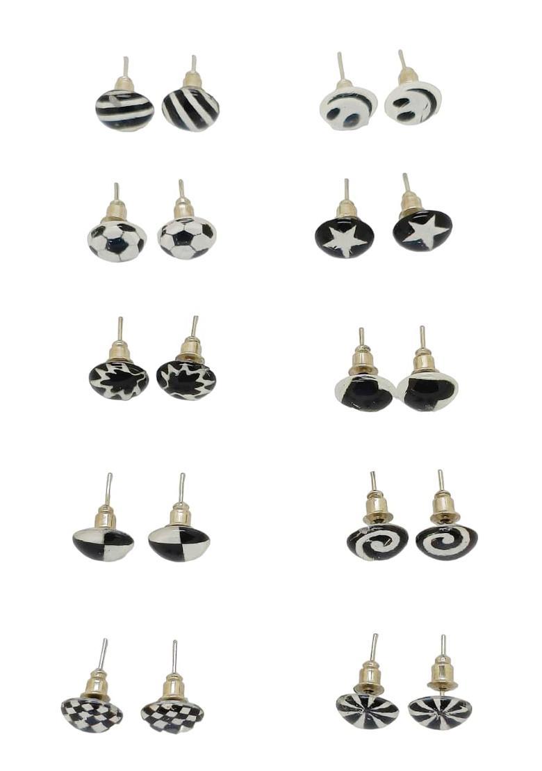 Black Alloy Earrings - Indya