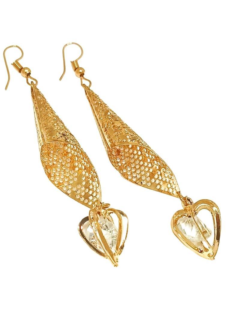 Golden Alloy Earrings - Indya